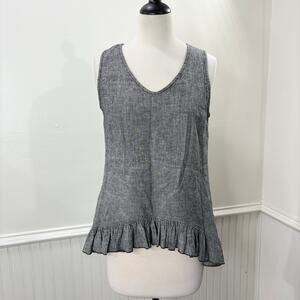 Goddess Gear Size S Tank Top Hemp Organic Cotton Blend Ruffle Hi-Lo Hem FLAW